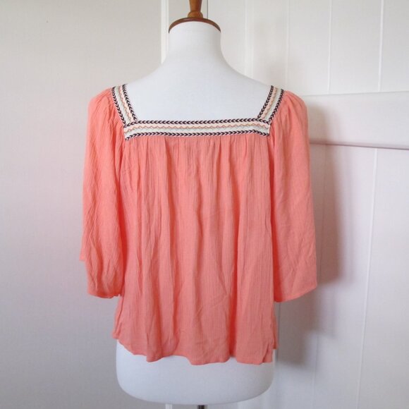 Ya | Bohemian Loose Sleeve Crepe Square Neck Blouse - Picture 3 of 9